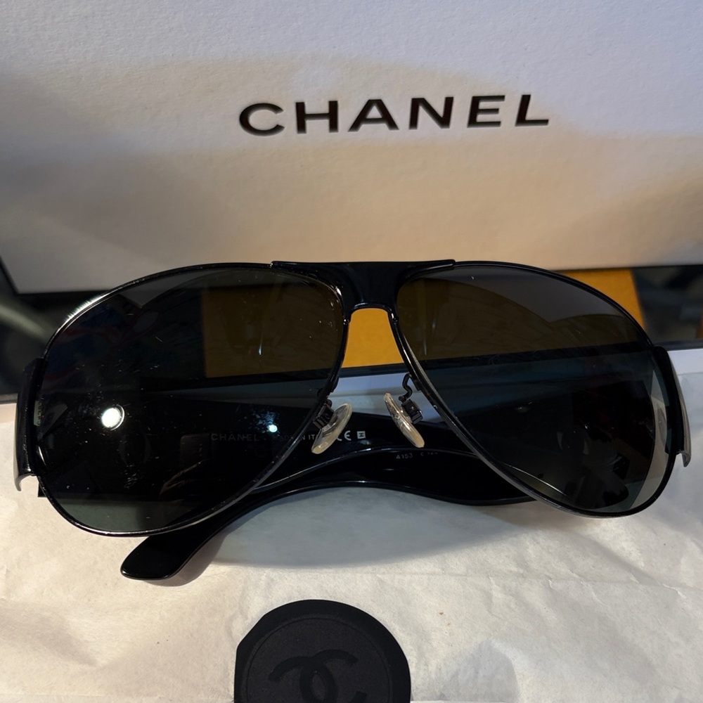 CHANEL Black and Silver Sunglasses - Picture 5 of 8